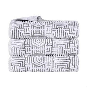 SUPERIOR 3-Peice Cotton Geometric Jacquard Plush Absorbent Bath Towel Set