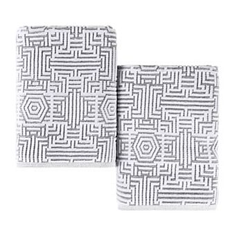 SUPERIOR 2 pc Cotton Geometric Jacquard Plush Absorbent Bath Sheet Set