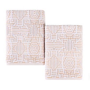 SUPERIOR 2 pc Cotton Geometric Jacquard Plush Absorbent Bath Sheet Set