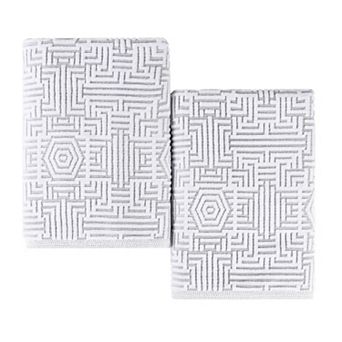 SUPERIOR 2 pc Cotton Geometric Jacquard Plush Absorbent Bath Sheet Set