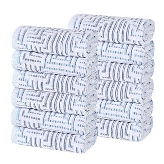 SUPERIOR 12 pc Cotton Geometric Jacquard Plush Absorbent Face Towel Set