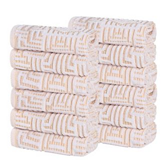 SUPERIOR 12 pc Cotton Geometric Jacquard Plush Absorbent Face Towel Set