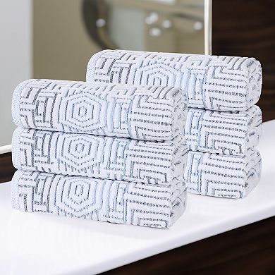 SUPERIOR 6-Peice Cotton Geometric Jacquard Plush Absorbent Hand Towel Set