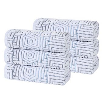 SUPERIOR 6-Peice Cotton Geometric Jacquard Plush Absorbent Hand Towel Set