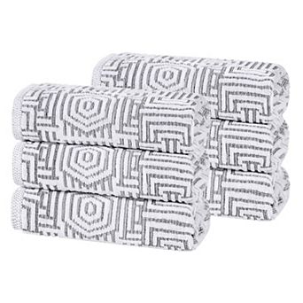 SUPERIOR 6-Peice Cotton Geometric Jacquard Plush Absorbent Hand Towel Set