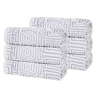 SUPERIOR 6-Peice Cotton Geometric Jacquard Plush Absorbent Hand Towel Set