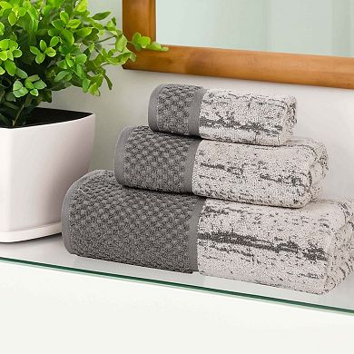 SUPERIOR Modern Cotton 3-Piece Absorbent Mid-Weight Jacquard Bathroom Towel Set