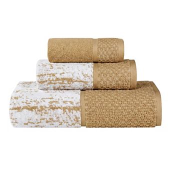 SUPERIOR Modern Cotton 3 pc Absorbent Mid-Weight Jacquard Bathroom Towel Set