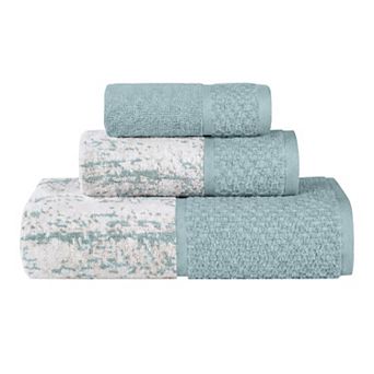 SUPERIOR Modern Cotton 3 pc Absorbent Mid-Weight Jacquard Bathroom Towel Set