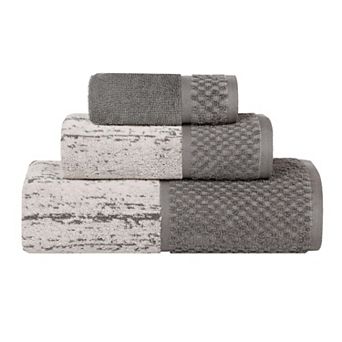 SUPERIOR Modern Cotton 3 pc Absorbent Mid-Weight Jacquard Bathroom Towel Set