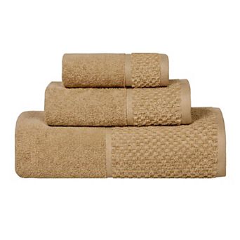 SUPERIOR Modern Cotton 3 pc Absorbent Mid-Weight Jacquard Bathroom Towel Set