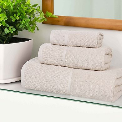 SUPERIOR 3-Piece Lodie Cotton Solid Plush Absorbent Two-Toned Towel Set
