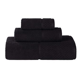 SUPERIOR 3 pc Lodie Cotton Solid Plush Absorbent Two-Toned Towel Set