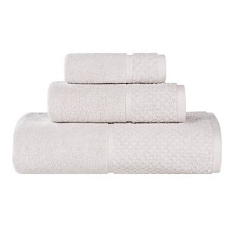 SUPERIOR 3 pc Lodie Cotton Solid Plush Absorbent Two-Toned Towel Set