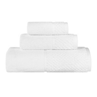 SUPERIOR 3 pc Lodie Cotton Solid Plush Absorbent Two-Toned Towel Set