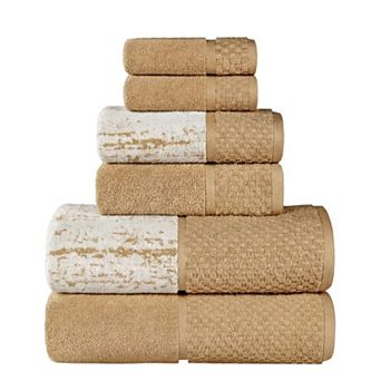 SUPERIOR Modern Cotton 6 pc Mid-Weight Solid and Patterned Mix Towel Set