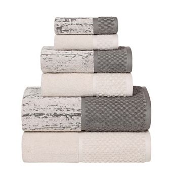 SUPERIOR 6 pc Lodie Cotton Plush Absorbent Jacquard Towel Set