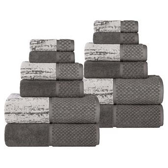 SUPERIOR 12 pc Lodie Cotton Plush Absorbent Jacquard Towel Set