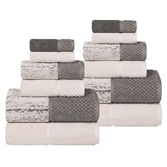 SUPERIOR 12 pc Lodie Cotton Plush Absorbent Jacquard Towel Set