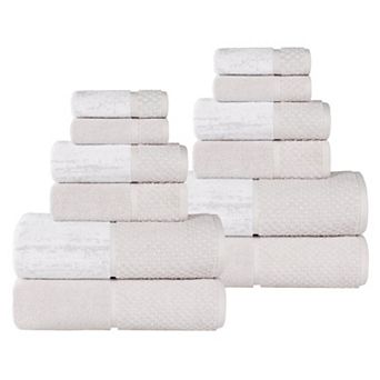 SUPERIOR 12 pc Lodie Cotton Plush Absorbent Jacquard Towel Set