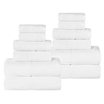 SUPERIOR Modern Cotton 12 pc Mid-Weight Solid and Patterned Mix Bathroom Towel Set