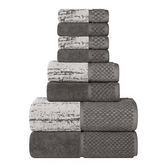 SUPERIOR 8 pc Lodie Cotton Plush Absorbent Jacquard Towel Set