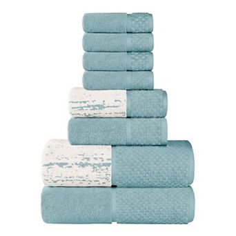 SUPERIOR Modern Cotton 8 pc Mid-Weight Solid and Patterned Mix Bathroom Towel Set