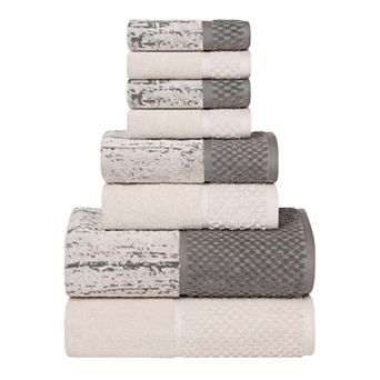 SUPERIOR 8 pc Lodie Cotton Plush Absorbent Jacquard Towel Set