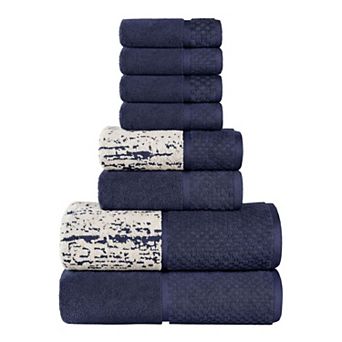 SUPERIOR Modern Cotton 8 pc Mid-Weight Solid and Patterned Mix Bathroom Towel Set