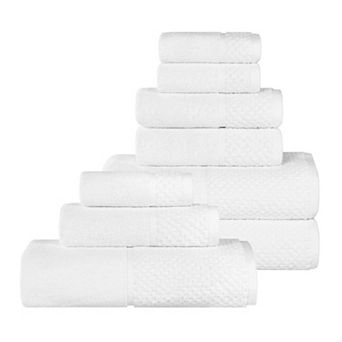 SUPERIOR Modern Cotton 9 pc Mid-Weight Solid and Patterned Mix Bathroom Towel Set
