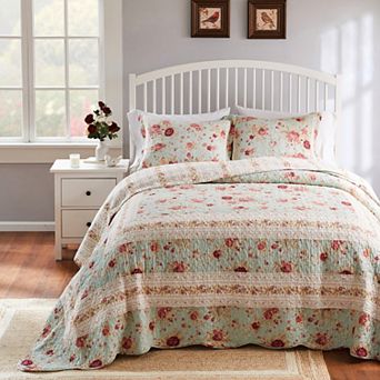 Greenland Home Fashions Antique Rose Blue Bedspread Set