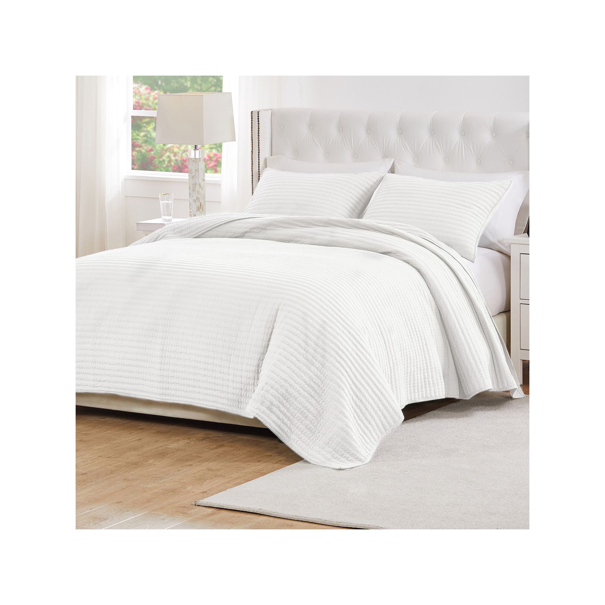 Greenland Home Fashions Monterrey White Quilt Set, Pure White