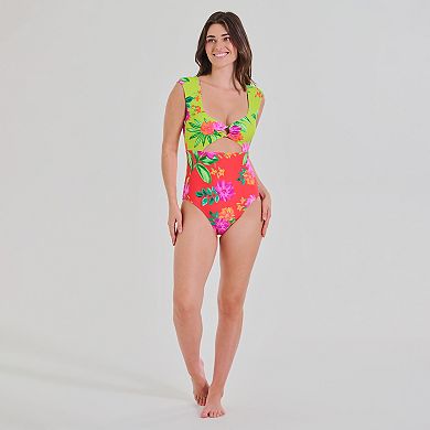 Women's Freshwater Cap Sleeve Cutout One-Piece Swimsuit