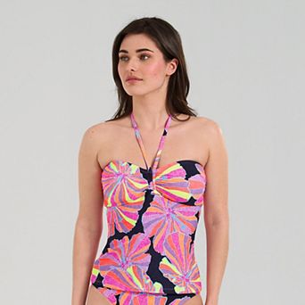 Women's Freshwater Shirred Halter Bandeau Tankini Top