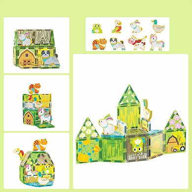 PicassoTiles 26 PC Farm Themed, Magnetic Tiles, Magnetic Building Blocks for Kids 3+