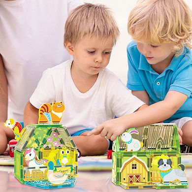 PicassoTiles 26 PC Farm Themed, Magnetic Tiles, Magnetic Building Blocks for Kids 3+
