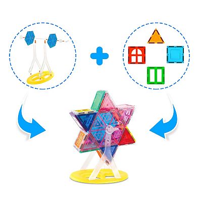 PicassoTiles 9 PC Ferris Wheel Accessory Kit, Magnetic Building Blocks for Kids, Magnet for Kids 3+