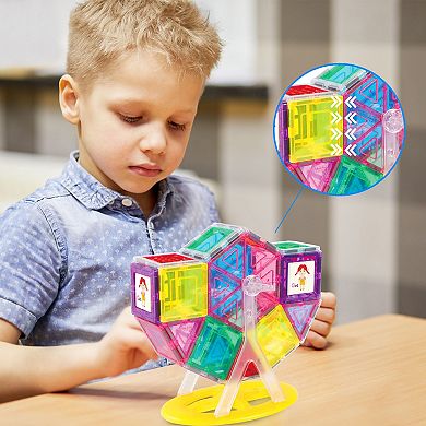 PicassoTiles 9 PC Ferris Wheel Accessory Kit, Magnetic Building Blocks for Kids, Magnet for Kids 3+