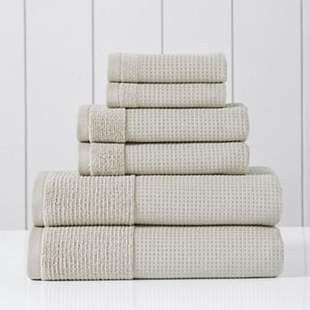 Modern Threads 6 pc Waffle Rib Reversible Bath Towel Set