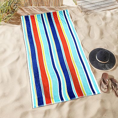 SUPERIOR Oceana Striped Oversized Lightweight Cotton Beach Towel