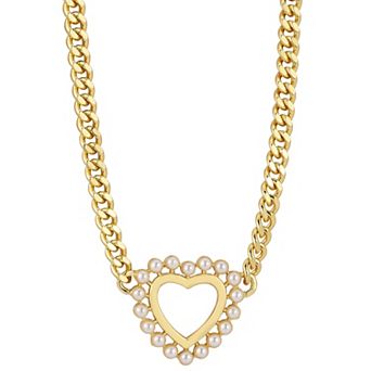 WINX 18k Gold Plated Freshwater Cultured Pearl Heart Necklace
