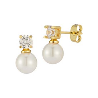 WINX 18k Gold Plated Cubic Zirconia & Freshwater Cultured Pearl Earrings