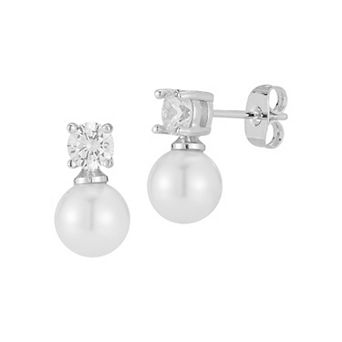 WINX 18k Gold Plated Cubic Zirconia & Freshwater Cultured Pearl Earrings