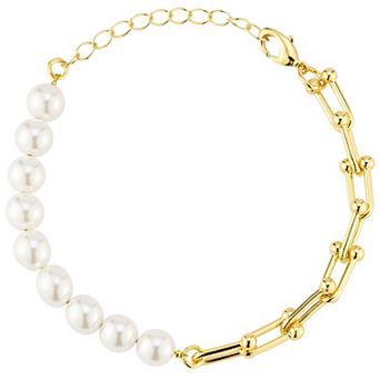 WINX 18k Gold Plated Stirrup Freshwater Cultured Pearl Bracelet
