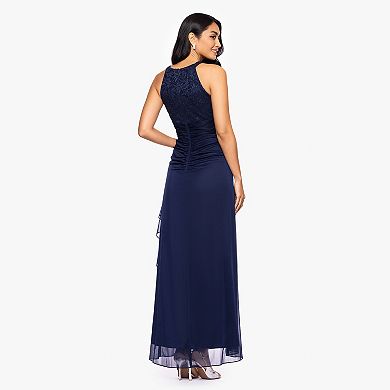 Women's BA Nites Long Sheer Matte Jersey With Lace Dress