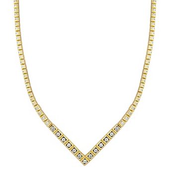 WINX 18k Gold Plated Cubic Zirconia Square V Necklace
