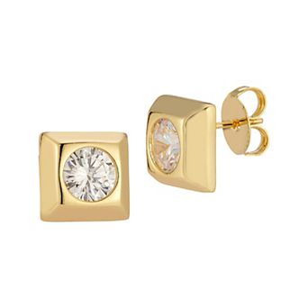 WINX 18k Gold Plated Cubic Zirconia Square Stud Earrings
