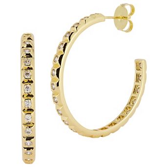 WINX 18k Gold Plated Cubic Zirconia Square Hoop Earrings
