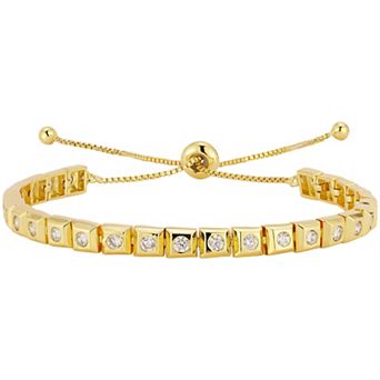 WINX 18k Gold Plated Cubic Zirconia Square Adjustable Bracelet