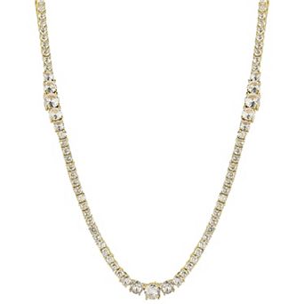 WINX 18k Gold Plated Cubic Zirconia Tri Tennis Necklace